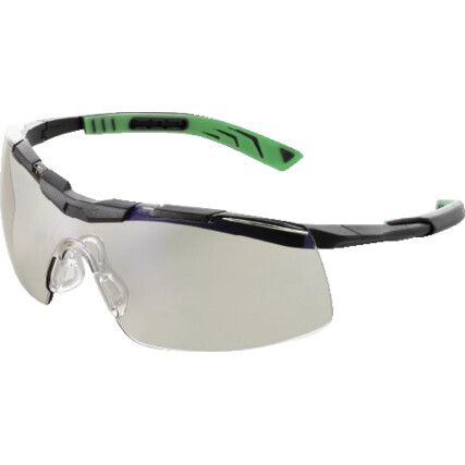 Safety Glasses, Clear Lens, Half-Frame, Black/Green Frame, Anti-Fog/Impact-resistant/Scratch-resistant/UV-resistant
