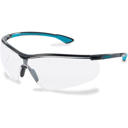 Sportstyle Safety Glasses, Clear Lens, Half-Frame, Black/Blue Frame, Anti-Fog/High Temperature Resistant/Impact-resistant/Scratch-resistant/UV-resistant