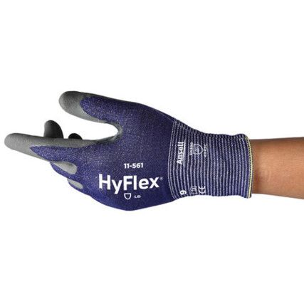 11-561 HyFlex, Cut Resistant Gloves, Grey, EN388: 2016, 4, X, 2, 4, C, Nitrile Palm, Basalt Fibre Thread/HPPE/Nylon/Spandex, Size 7