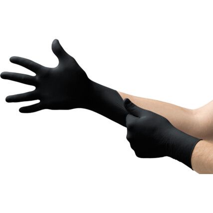 Disposable Gloves, Black, Nitrile, 2.8 mil Thickness, Powder Free, Size XS, Pack of 100