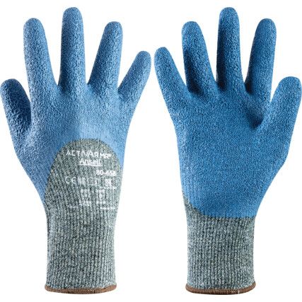 80-658 Powerflex, Heat Resistant Gloves, Blue/Green, Glass Fiber/Kevlar®/Steel, Cotton/Nylon Liner, Latex Coating, 160°C Max. Compatible Temperature, Size 10
