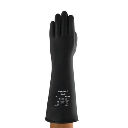 87-104 Alphatec Chemical Resistant Gloves, Black, Latex, Size 9.5