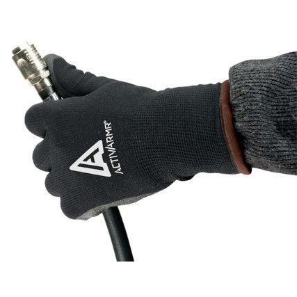 97-631 ActivArmr Cold Resistant Gloves, Black, Acrylic/Nylon Liner, PVC Coating, Size 10