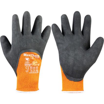 30-202 MaxiTherm, Cold Resistant Gloves, Black/Orange, Acrylic/Polyester Liner, Latex Coating, Size 10
