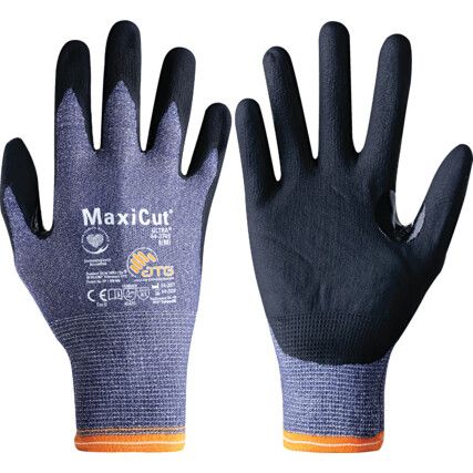 MaxiCut® Ultra™, Cut Resistant Gloves, Black/Blue, EN388: 2016, 4, 5, 4, 2, C, NBR Palm, Spandex/UHMWPE-Glass-Nylon, Size 10