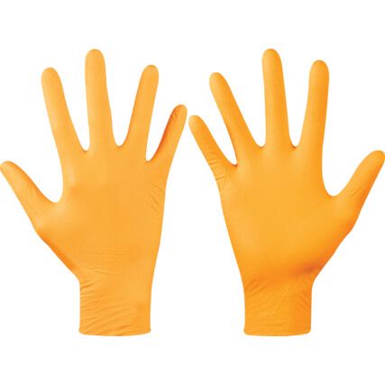 7181 Disposable Gloves, Orange, Nitrile, 7mil Thickness, Powder Free, Size 11, Pack of 100