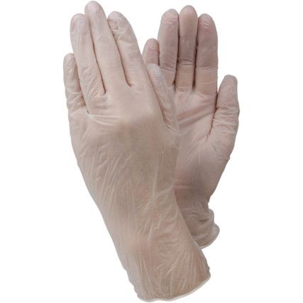 Tegera 819A Disposable Gloves, Natural, Vinyl, 3mil Thickness, Powder Free, Size 7, Pack of 100