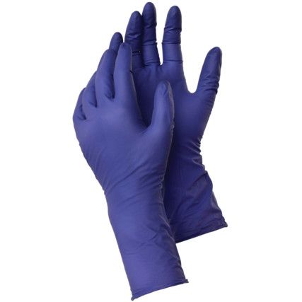 Tegera 85801 Disposable Gloves, Purple, Nitrile, 5.9mil Thickness, Powder Free, Size 10, Pack of 10