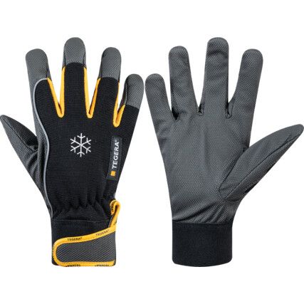 9122 Tegera Pro, Cold Resistant Gloves, Black/Grey, Polyester Liner, Leather Coating, Size 10