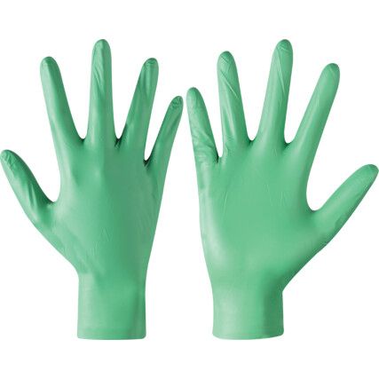 6110PF Disposable Gloves, Green, Nitrile, 4mil Thickness, Powder Free, Size L, Pack of 100