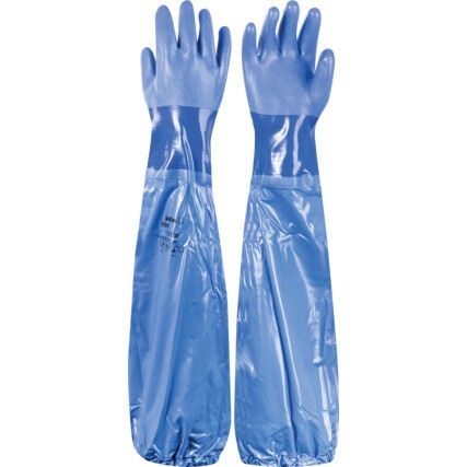 690, Chemical Resistant Gloves, Blue, PVC, Cotton Liner, Size 10
