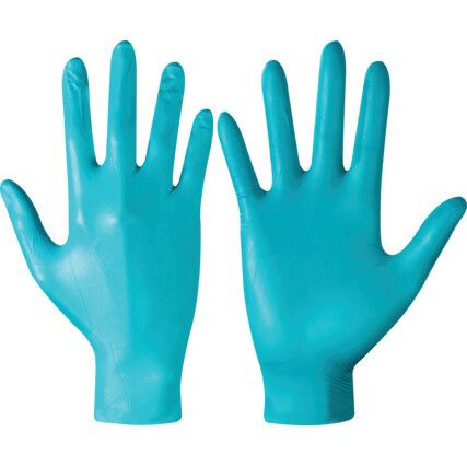 Teal Disposable Gloves, Green, Nitrile, 4.8mil Thickness, Powder Free, Size 10, Pack of 100