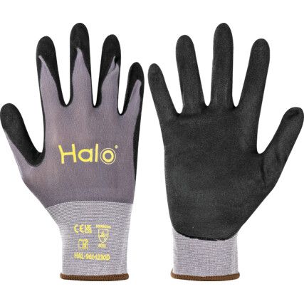 Mechanical Hazard Gloves, Grey/Black, Nylon/Spandex Liner, Sandy Nitrile Coating, EN388: 2016, 4, 1, 2, 1, X, Size 10