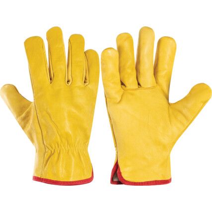 COWHIDE UNLINED DRIVERS GLOVES YELLOW (S-9)