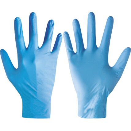 Disposable Gloves, Blue, Nitrile, 2.8mil Thickness, Powder Free, Size S, Pack of 100