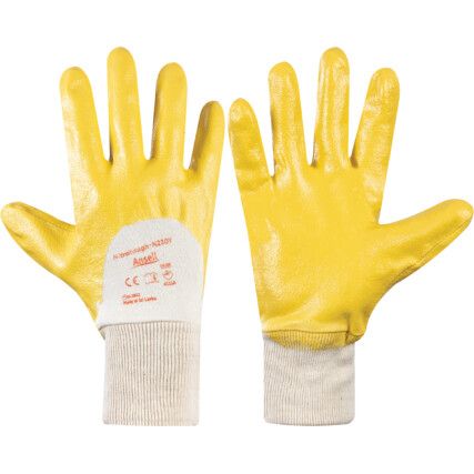 N230Y Nitrotough Mechanical Hazard Gloves, Yellow, Cotton Liner, Nitrile Coating, EN388: 2016, 4, 1, 1, 1, A, Size 7