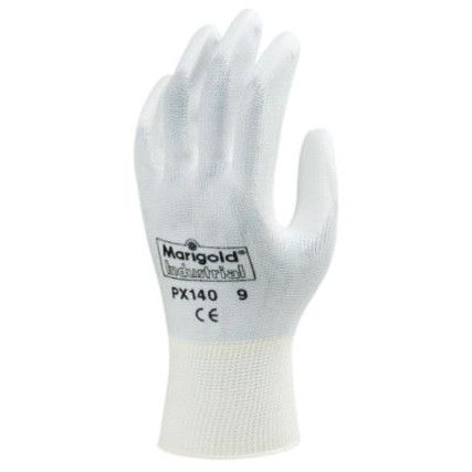 PX140 Mechanical Hazard Gloves, Grey/White, Nylon Liner, Polyurethane Coating, EN388: 2003, 4, 1, 3, 1, Size 7