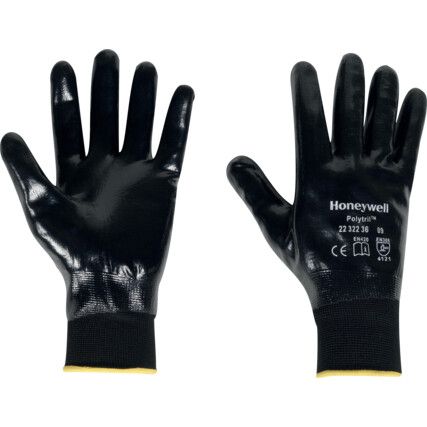 2232236 Polytril Top Mechanical Hazard Gloves, Black, Polyamide Liner, Nitrile Coating, EN388: 2016, 4, 1, 2, 1, X, Size 7