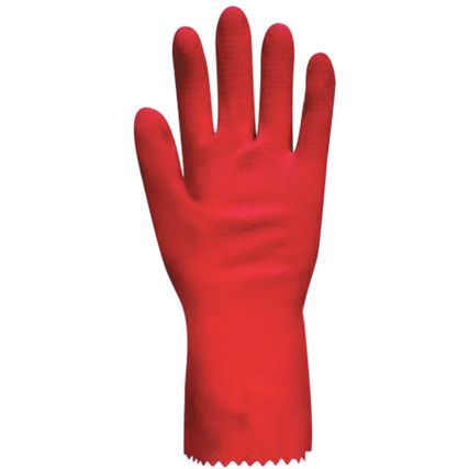 136 Optima, Chemical Resistant Gloves, Red, Rubber, Cotton Flocked Liner, Size 9-9.5