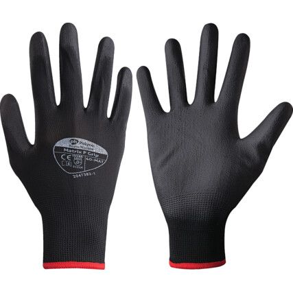 401-MAT Matrix Mechanical Hazard Gloves, Black, Nylon Liner, Polyurethane Coating, EN388: 2016, 3, 1, 3, 1, X, Size 7