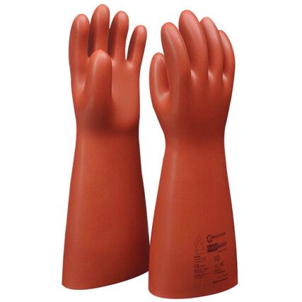 AFG41-1, Electricians Gauntlet, Red, Latex, Uncoated, Size 8