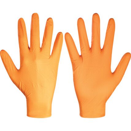 Finite GL201  Disposable Gloves, Orange, Nitrile, Powder Free, Size XL, Pack of 100
