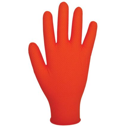 Finite GL201  Disposable Gloves, Orange, Nitrile, Powder Free, Size L, Pack of 100