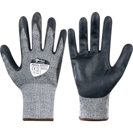 Matrix®, Cut Resistant Gloves, Nitrile Foam Palm, Seamless Knit Liner, Grey/Black, EN388: 2016, 4, X, 4, 2, F, Size 7