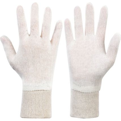 General Handling Gloves, White, Uncoated Coating, Cotton Liner, Size 8