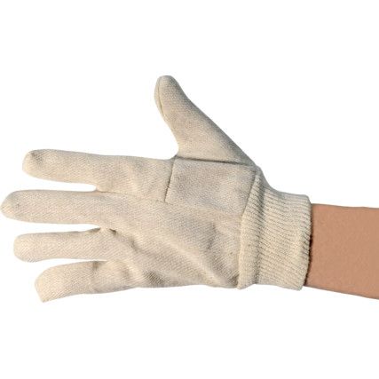 General Handling Gloves, White, Uncoated Coating, Cotton Liner, Size 8