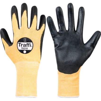 Achieve, Cut Resistant Gloves, Black/Orange, PU Palm, Nylon Liner,  EN388: 2016, 3, X, 4, 2, B, Size 9