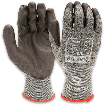 Cut Resistant Gloves, PU Palm Coated, Cut B, Size 9