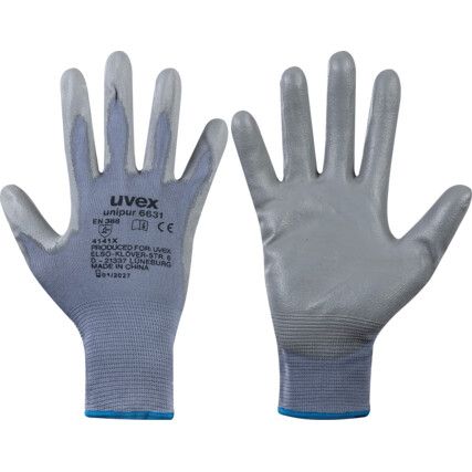 Unipur 6631 Mechanical Hazard Gloves, Grey, Nylon Liner, Polyurethane Coating, EN388: 2003, 4, 1, 4, 1, Size 10