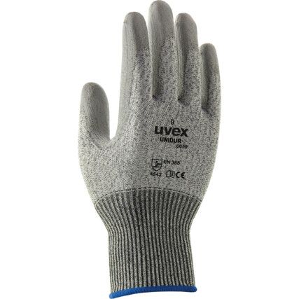Unidur, Cut Resistant Gloves, Grey, PU Palm, Glass/HPPE/Polyamide Liner, EN388: 2016, 4, X, 4, 3, C, Size 11