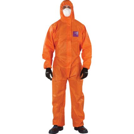 1500-OR Microgard Chemical Protective Coveralls, Disposable, Type 5/6, Orange, SMS Nonwoven Fabric, Zipper Closure, L
