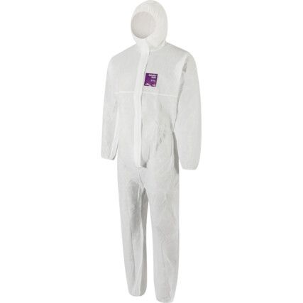 1500-WH Microgard Chemical Protective Coveralls, Disposable, Type 5/6, White, SMS Nonwoven Fabric, Zipper Closure, 5XL