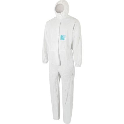 2000-WH Microgard Chemical Protective Coveralls, Disposable, Type 5/6, White, Microporous polyethylene film, Zipper Closure, L