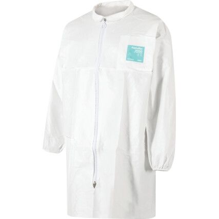 2000-WH Microgard Chemical Protective Lab Coat, Disposable, Unisex, White, Microporous Polyethylene Laminate, S