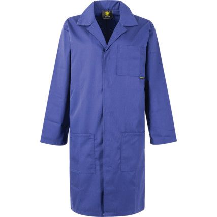 Warehouse Coat, Reusable, Men, Royal Blue, Cotton/Polyester, Size 38