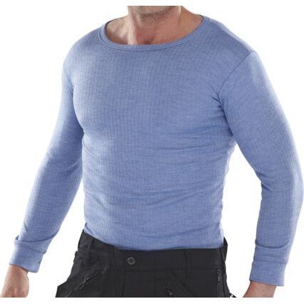 Thermal Vest, Men, Blue, Polyester/Viscose, Long Sleeve, M
