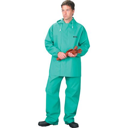 Chemsol, Chemical Protective Jacket, Reusable, Unisex, Green, PVC/Polyester, L
