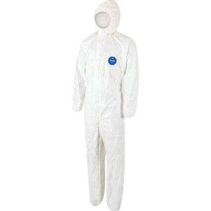 Easysafe, Chemical Protective Coveralls, Disposable, Type 5/6, White, Polyethylene, Zipper Closure, Chest 44-46", L