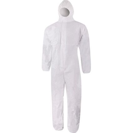 Disposable Hooded Coveralls, Type 5/6, White, XL, 48-50" Chest