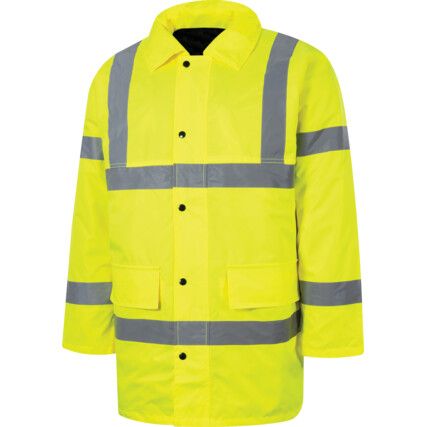 Hi-Vis Waterproof Jacket, Large, Yellow, Polyester, EN20471