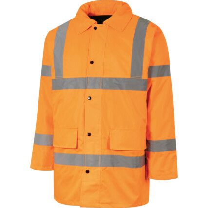 Hi-Vis Waterproof Jacket, XL, Orange, Polyester, EN20471