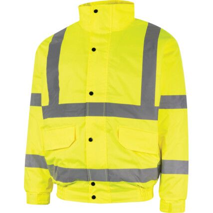 Hi-Vis Bomber Jacket, Large, Yellow, Polyester, EN20471
