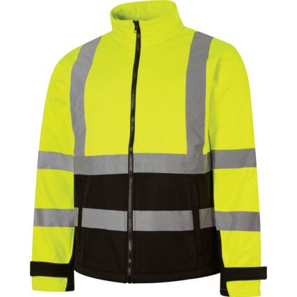 Hi-Vis Soft Shell Jacket, XL, Yellow & Black, Polyester, EN20471