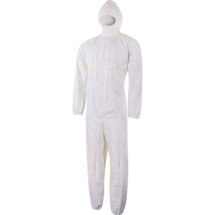 Disposable Chemical Protective Coverall, Medium, Type 5/6, White, Tyvek 200, Zipper Closure