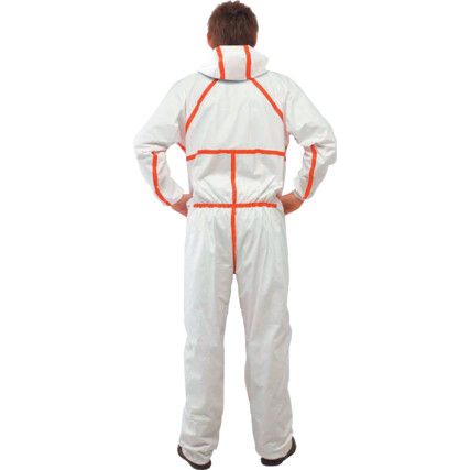 4565, Chemical Protective Coveralls, Disposable, Type 4/5/6, White, Polyester, Zipper Closure, Chest 36-39", M