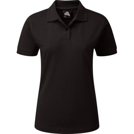 Polo Shirt, Women, Black, Cotton/Polyester, Short Sleeve, Size 8